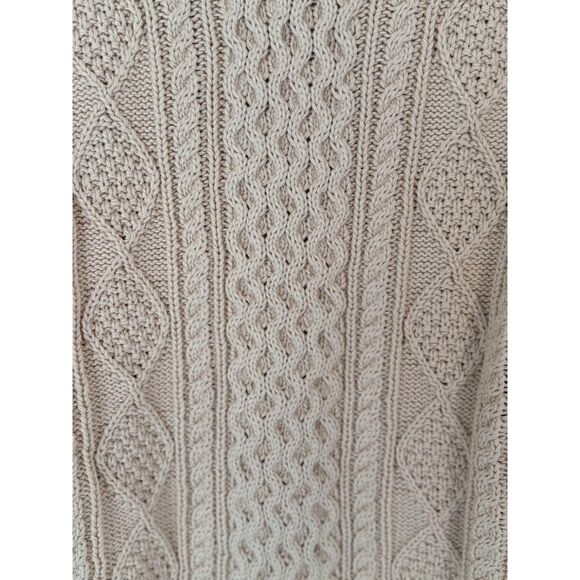 J. Crew Crewcuts Cream Cable Knit Crewneck Pullover Sweater Girl’s Size L 10-11 - Picture 3 of 5